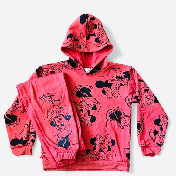 Disney Other - Youth Disney Minnie Mouse Strawberry Red Hooded Sweatshirt and Pants Size 14